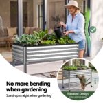 Green Fingers Mobile Raised Garden Bed with Wheels Storage Shelf 81cm Height for Vegetables Herb Silver - Image 8