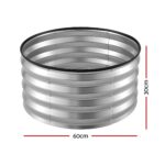 Green Fingers Round Raised Garden Bed 2 Pack Galvanised Planter Box Rust Resistant 60x60x30cm Silver - Image 2