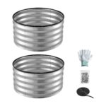 Green Fingers Round Raised Garden Bed 2 Pack Galvanised Planter Box Rust Resistant 60x60x30cm Silver - Image 3