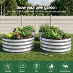 Green Fingers Round Raised Garden Bed 2 Pack Galvanised Planter Box Rust Resistant 60x60x30cm Silver - Image 4