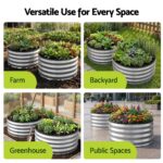 Green Fingers Round Raised Garden Bed 2 Pack Galvanised Planter Box Rust Resistant 60x60x30cm Silver - Image 6