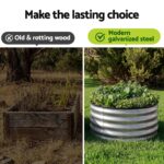 Green Fingers Round Raised Garden Bed 2 Pack Galvanised Planter Box Rust Resistant 60x60x30cm Silver - Image 7