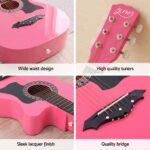 Alpha 38 Inch Acoustic Guitar Wooden Body Steel String Full Size w/ Stand Pink - Image 8