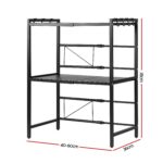 Artiss Kitchen Bakers Rack 40-60CMX78CM Metal Microwave Stand Black - Image 3