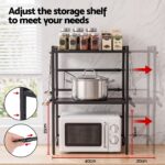 Artiss Kitchen Bakers Rack 40-60CMX78CM Metal Microwave Stand Black - Image 6