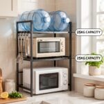 Artiss Kitchen Bakers Rack 40-60CMX78CM Metal Microwave Stand Black - Image 8