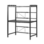 Artiss Kitchen Bakers Rack 40-60CMX78CM Metal Microwave Stand Black - Image 9