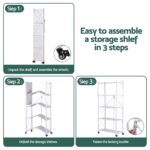 Artiss 5-Tier Foldable Kitchen Bakers Rack 71x160cm Microwave Stand White - Image 6