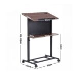 Artiss Mobile Lectern Podium Stand with Storage Shelf Height Adjustable Laptop Desk Black & Walnut - Image 4