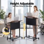 Artiss Mobile Lectern Podium Stand with Storage Shelf Height Adjustable Laptop Desk Black & Walnut - Image 6