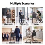 Artiss Mobile Lectern Podium Stand with Storage Shelf Height Adjustable Laptop Desk Black & Walnut - Image 10