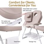 Zenses Beauty Bed with Stool, Beige, Adjustable Facial Massage Table, Tattoo Chair, Salon Services - Image 3