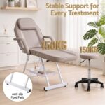 Zenses Beauty Bed with Stool, Beige, Adjustable Facial Massage Table, Tattoo Chair, Salon Services - Image 5
