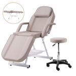 Zenses Beauty Bed with Stool, Beige, Adjustable Facial Massage Table, Tattoo Chair, Salon Services - Image 6