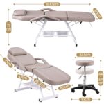 Zenses Beauty Bed with Stool, Beige, Adjustable Facial Massage Table, Tattoo Chair, Salon Services - Image 7