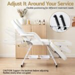 Zenses Beauty Bed with Stool, White, Adjustable Facial Massage Table, Tattoo Chair, Salon Services - Image 2