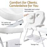 Zenses Beauty Bed with Stool, White, Adjustable Facial Massage Table, Tattoo Chair, Salon Services - Image 3