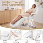 Zenses Beauty Bed with Stool, White, Adjustable Facial Massage Table, Tattoo Chair, Salon Services - Image 4
