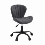Artiss Ergonomic Office Chair Armless Height Adjustable Computer Desk Chair Fabric Dark Grey - Image 2
