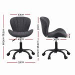 Artiss Ergonomic Office Chair Armless Height Adjustable Computer Desk Chair Fabric Dark Grey - Image 3