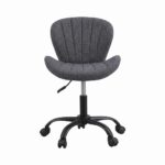 Artiss Ergonomic Office Chair Armless Height Adjustable Computer Desk Chair Fabric Dark Grey - Image 4