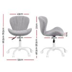 Artiss Ergonomic Office Chair Armless Height Adjustable Computer Desk Chair Fabric Light Grey - Image 3