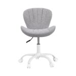 Artiss Ergonomic Office Chair Armless Height Adjustable Computer Desk Chair Fabric Light Grey - Image 4