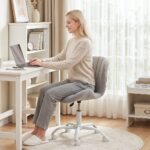 Artiss Ergonomic Office Chair Armless Height Adjustable Computer Desk Chair Fabric Light Grey - Image 10