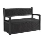 Gardeon Outdoor Storage Box Bench 254L Resin Armset Backrest Lockable Black - Image 2