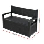 Gardeon Outdoor Storage Box Bench 254L Resin Armset Backrest Lockable Black - Image 3