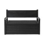 Gardeon Outdoor Storage Box Bench 254L Resin Armset Backrest Lockable Black - Image 4