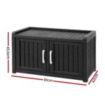 Outdoor Storage Box Bench Shoe Cabinet with Shelf Resin 81cm Black - Image 3