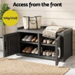 Outdoor Storage Box Bench Shoe Cabinet with Shelf Resin 81cm Black - Image 5