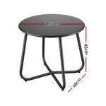Gardeon Outdoor Side Table Steel Frame for Patio Balcony Garden Black - Image 3