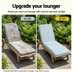 Gardeon Outdoor Chaise Lounge Cushion Lounge Chair Pad Sunbed Mattress Blue - Image 7