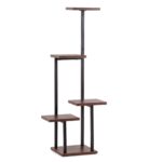 Artiss 5-Tier Plant Stand Indoor Outdoor, Metal & Wood Pot Plant Shelf, Tall Display Rack for Multiple Plants, Tiered Flower Holder for Patio Garden Balcony Living Room Corner Bedroom, Brown - Image 8