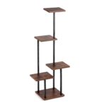 Artiss 5-Tier Plant Stand Indoor Outdoor, Metal & Wood Pot Plant Shelf, Tall Display Rack for Multiple Plants, Tiered Flower Holder for Patio Garden Balcony Living Room Corner Bedroom, Brown - Image 9