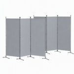 Artiss 3 Panel Room Divider Set of 2 Folding Privacy Screen Fabric Room Separator Partition Grey - Image 2