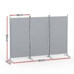 Artiss 3 Panel Room Divider Set of 2 Folding Privacy Screen Fabric Room Separator Partition Grey - Image 3