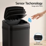 Devanti 15L Motion Sensor Bin Touchless Bins Soft-Close Rubbish Trash Can Black - Image 4