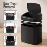 Devanti 15L Motion Sensor Bin Touchless Bins Soft-Close Rubbish Trash Can Black - Image 6