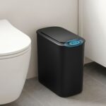 Devanti Automatic Trash Bin with Lid 11L Motion Sensor Kitchen Bin Touchless Garbage Can Modern Black Plastic Slim Rubbish Bin with Liner Holder for Kitchen, Home, Office