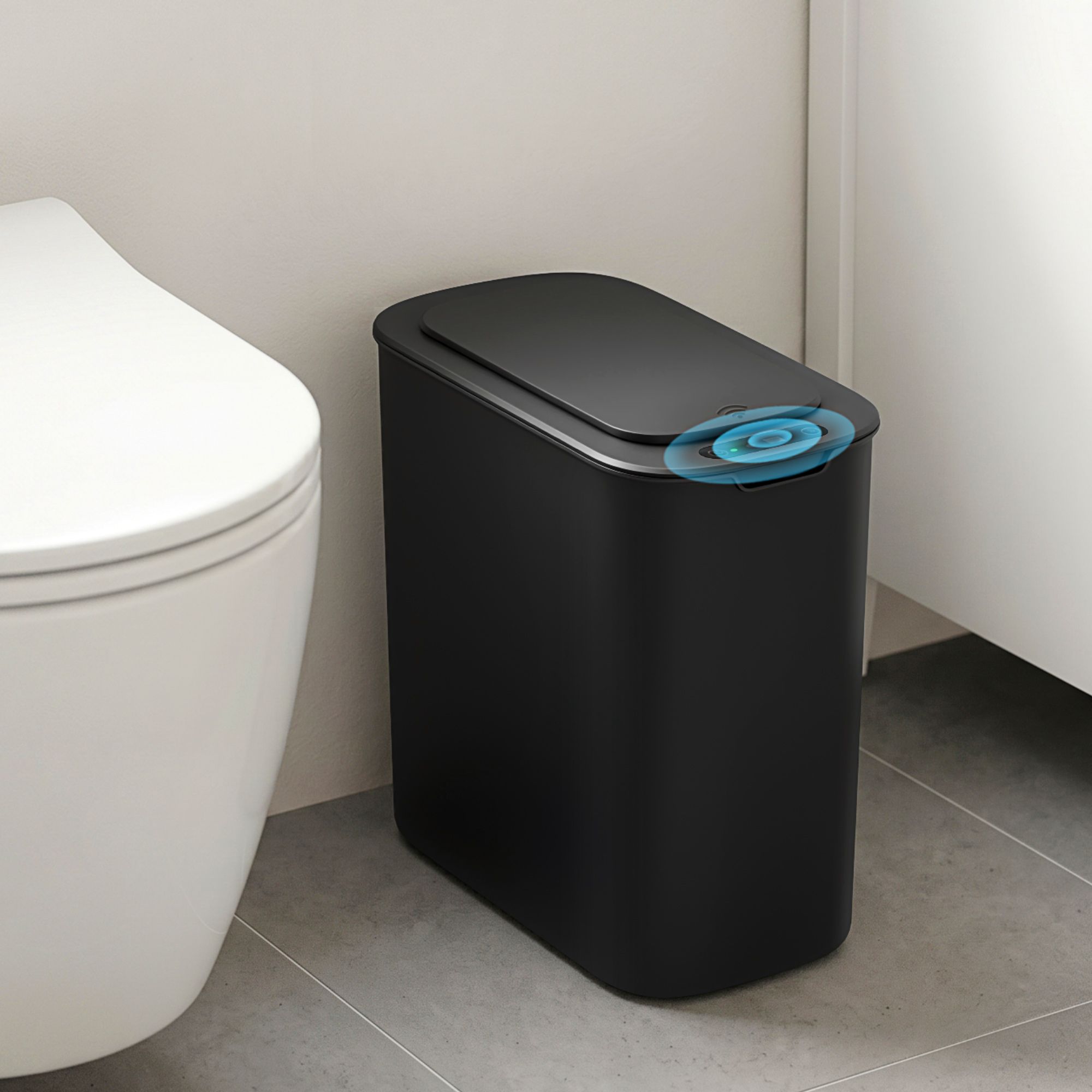 SB-F-11L-BK-00 Devanti Automatic Trash Bin with Lid 11L Motion Sensor Kitchen Bin Touchless Garbage Can Modern Black Plastic Slim Rubbish Bin with Liner Holder for Kitchen, Home, Office - Image 1