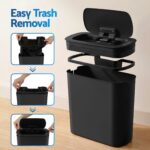 Devanti Automatic Trash Bin with Lid 11L Motion Sensor Kitchen Bin Touchless Garbage Can Modern Black Plastic Slim Rubbish Bin with Liner Holder for Kitchen, Home, Office - Image 6
