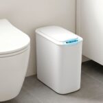 Devanti Automatic Trash Bin with Lid 11L Motion Sensor Kitchen Bin Touchless Garbage Can Modern White Plastic Slim Rubbish Bin with Liner Holder for Kitchen, Home, Office