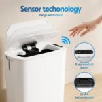 Devanti Automatic Trash Bin with Lid 11L Motion Sensor Kitchen Bin Touchless Garbage Can Modern White Plastic Slim Rubbish Bin with Liner Holder for Kitchen, Home, Office - Image 5