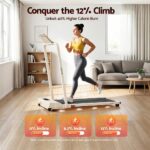 Everfit 3 in 1 Walking Pad Treadmill 12% Incline Foldable Under Desk Treadmills for Home 38cm Beige - Image 7