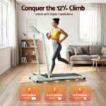 Everfit 3 in 1 Walking Pad Treadmill 12% Incline Foldable Under Desk Treadmills for Home 38cm Green - Image 7