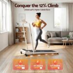 Everfit 3 in 1 Walking Pad Treadmill 12% Incline Foldable Under Desk Treadmills 40cm Belt Beige - Image 6