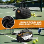 Everfit Tennis Tote Bag Gym Bag Sports Duffle Bags Holds 2 Rackets Black - Image 5